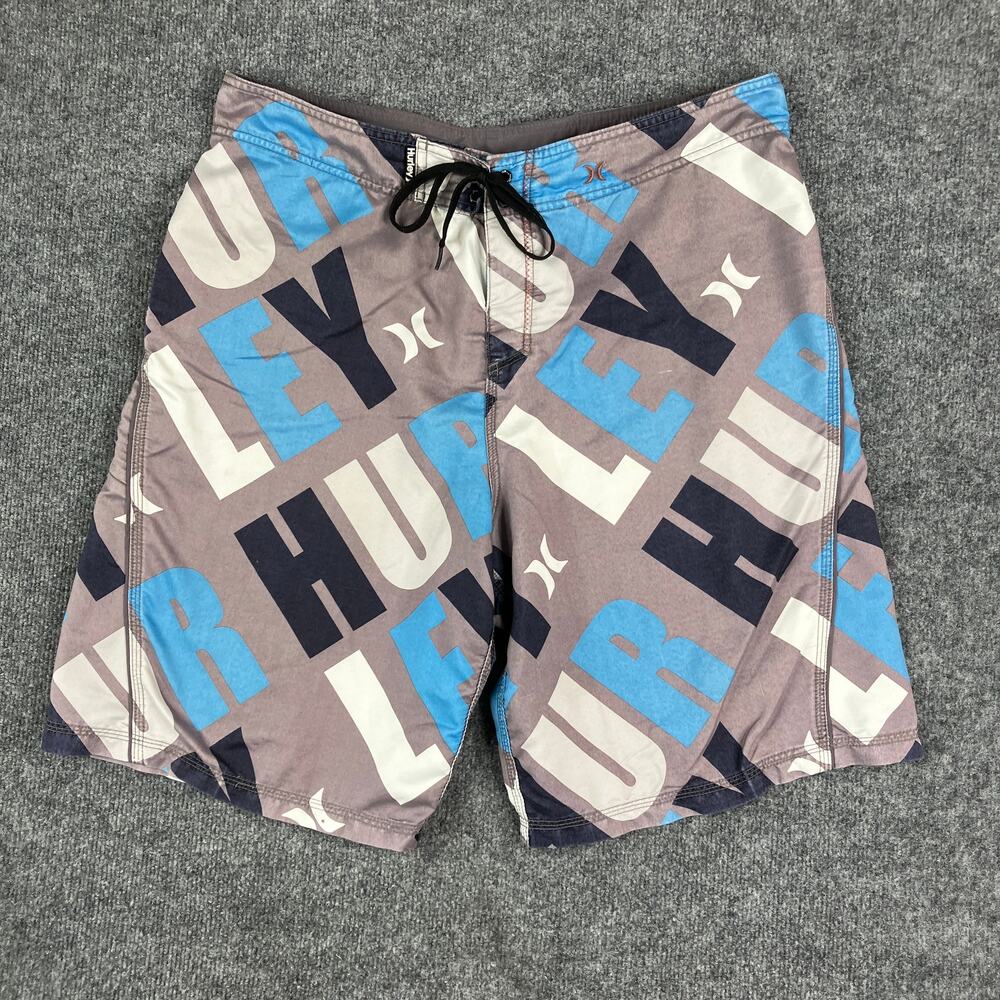 Hurley Swim Trunks Mens Size XL Multicolor‎ Logo Print Board Shorts Surf Beach